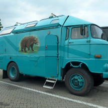 Fancy motor-home on the way to northern Germany